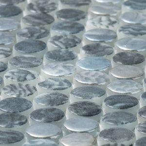 Timeless Penny Arrecife Iridis Grey Recycled Glass Shiny Mosaic