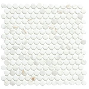 Timeless Penny Calacatta Gold Recycled Glass Matte Mosaic